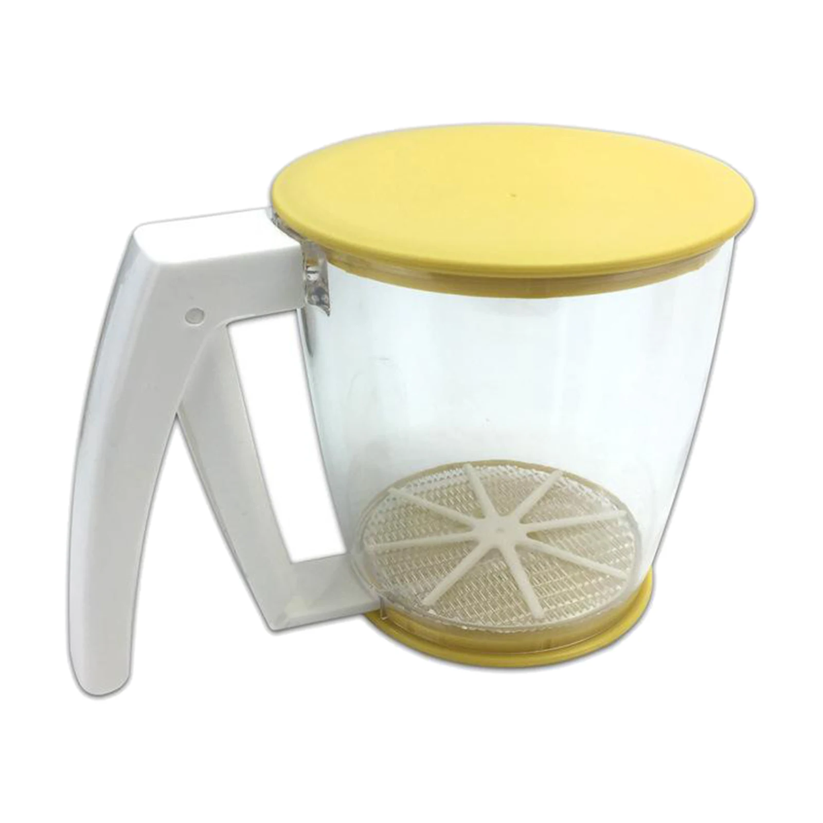 

PP Plastic Flour Sifter Practical Kitchen Baking Shaker Sieve Cup One Hand Press