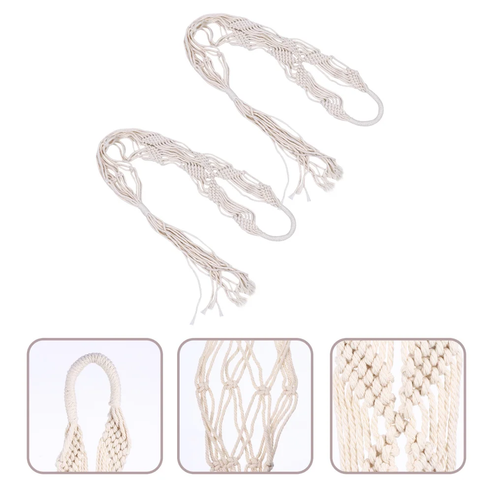 

2Pcs Wall Hanging Planter Basket Garden Creative Macrame Flowerpot Cotton Rope