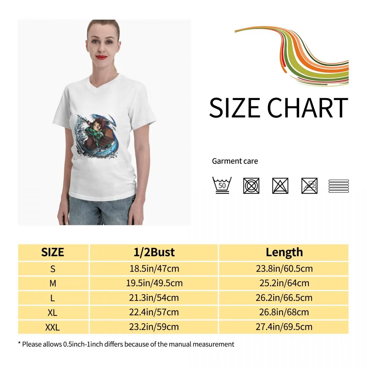 

Anime Fans Kamado Tanjirou 4 womens Tee Not easy to shrink V-neck T-shirt with short sleeves