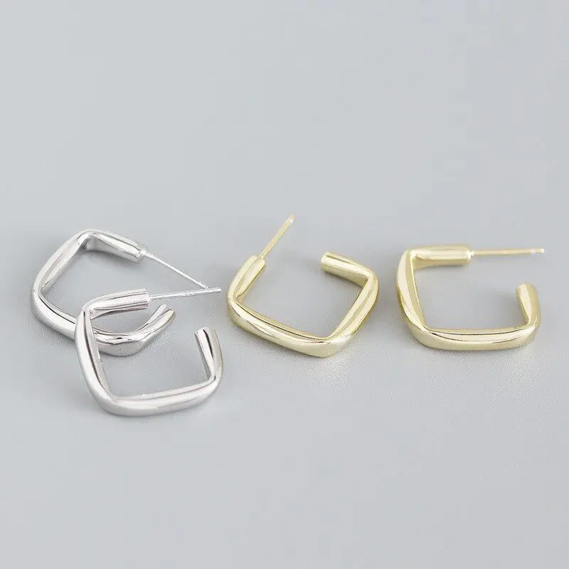 

A00918 Genuine 925 Sterling Silver Korean Exaggerated Letter C Stud Earrings for Women Bohemian Street Fine Jewelry