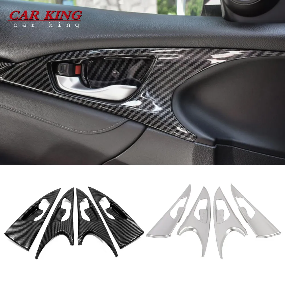 

ABS Carbon fiber interior door handle decorative sticker door handle modification accessories For Honda Civic 10th 2016- 19 2020