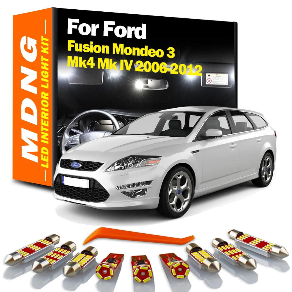 

MDNG Canbus Car LED Interior Dome Light Kit For Ford Fusion Mondeo 3 Mk4 Mk IV 2006 2007 2008 2009-2012 No Error Auto Lighting