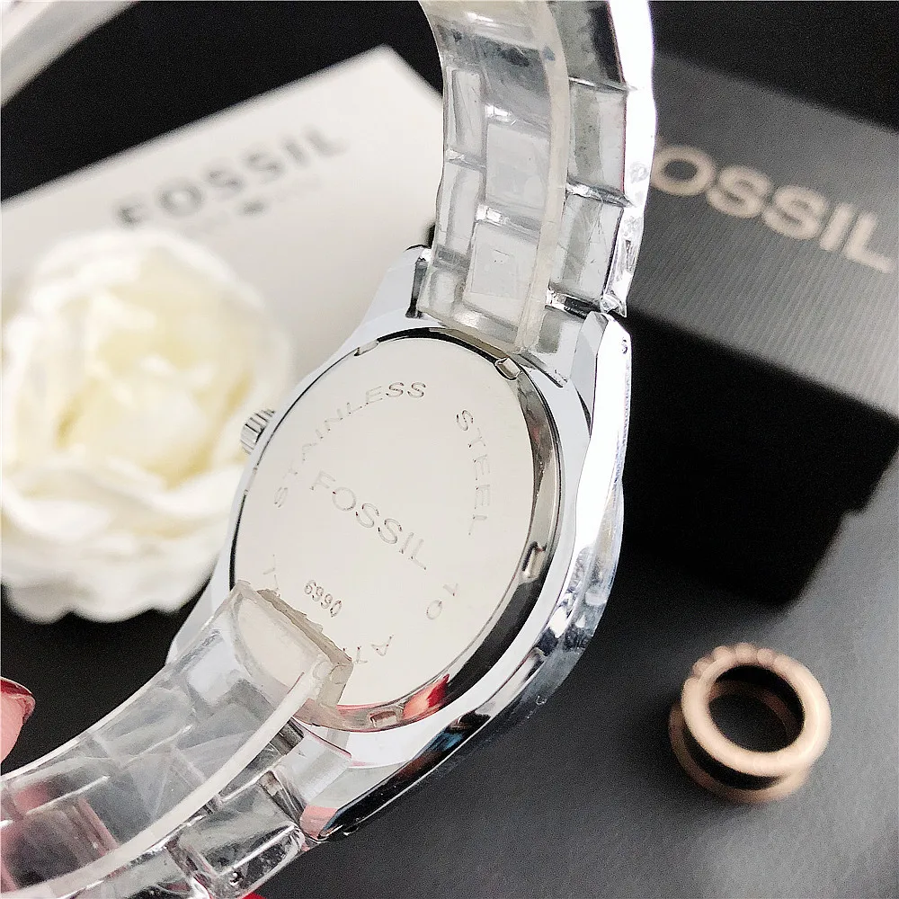 

Fossil- Quartz Wrist Dress Women Watches Silver Bracelet Ladies Watch Stainless Steel Clock Casual Watch