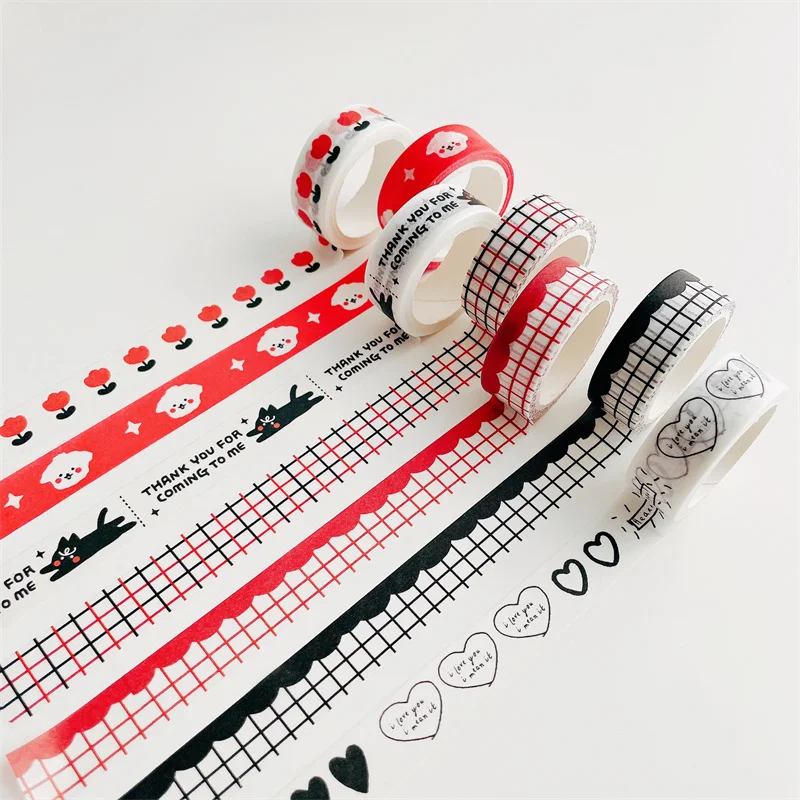 

Cute Puppy Tulip Grid Decorative Washi Tapes Sealing Sticker DIY Scrabooking Diary Album Hand Account Masking Tape Stationery