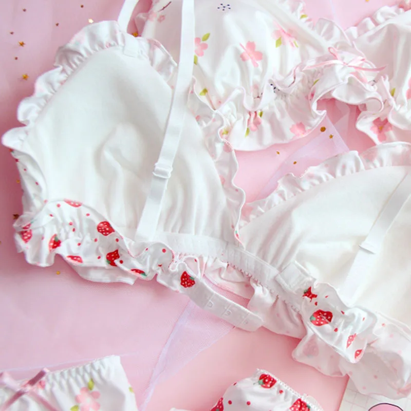 Для девочек в стиле &quotЛолита&quot клубника пуш ап нижнее бельё для комплект Kawaii &amp
