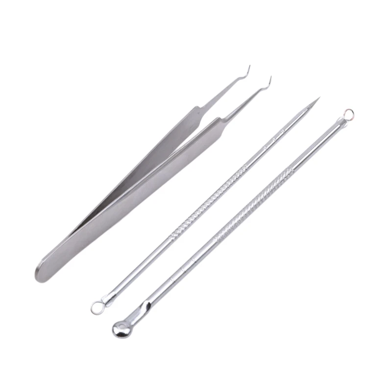 

3pcs/set Stainless Steel Blackhead Tweezers Eyelash Extension Curved Acne Clip Removal Eyebrow Tweezers Face Care Accessories
