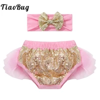 infant baby kids christmas cotton tulle sequins diaper cover bloomers and headband outfit girls toddlers festival costume