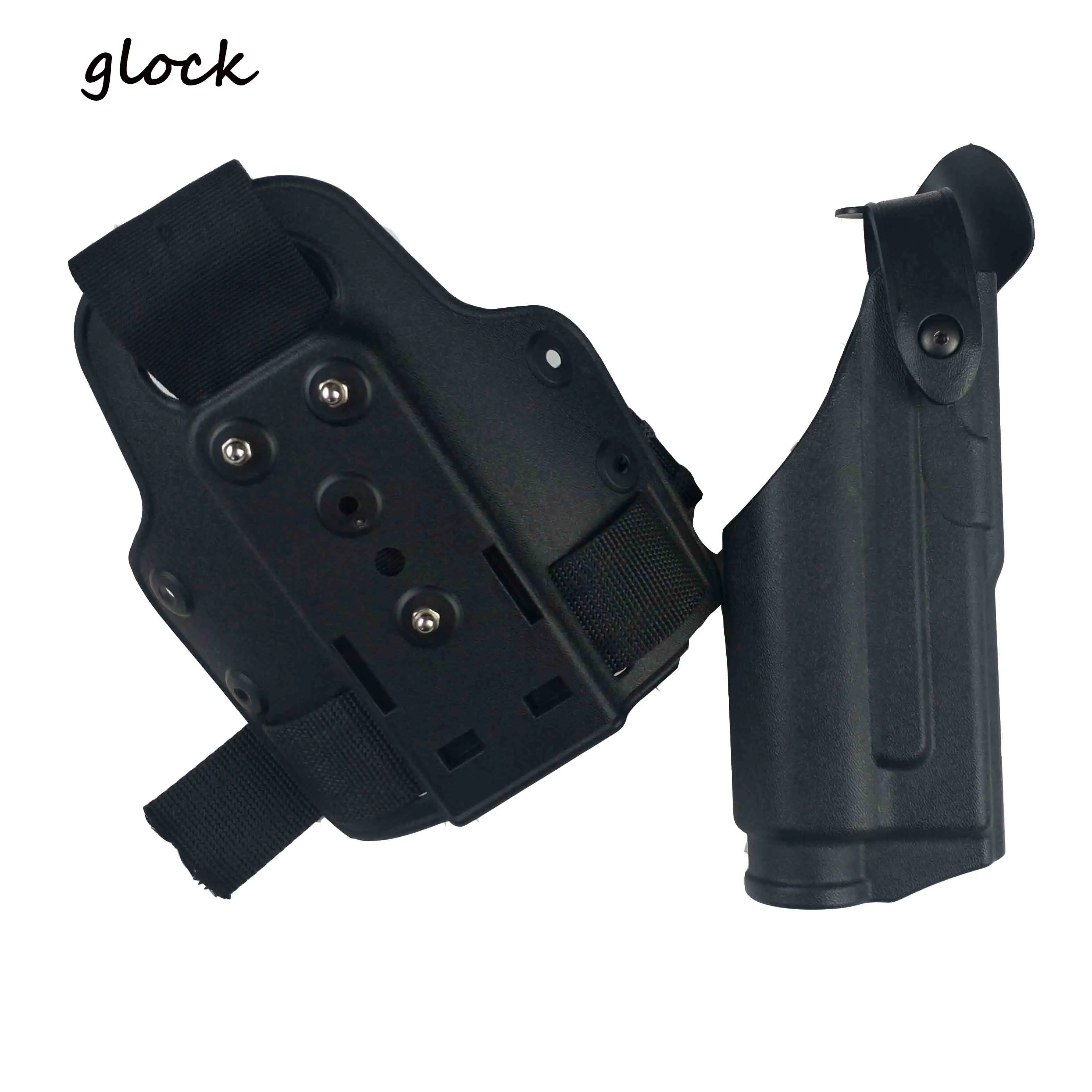 Черный цвет Airsoft Safarilands пистолет Glock17 19 22 23 31 Ремень Кобуры вспышка светильник для правой руки использовать ножной кобура светильник подшипник glock кобура - Цвет: Черный цвет