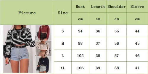 Woman black striped top Round Neck Long Sleeve Street Wear Short Blouses Shirts Fashion woman clothes | Женская одежда