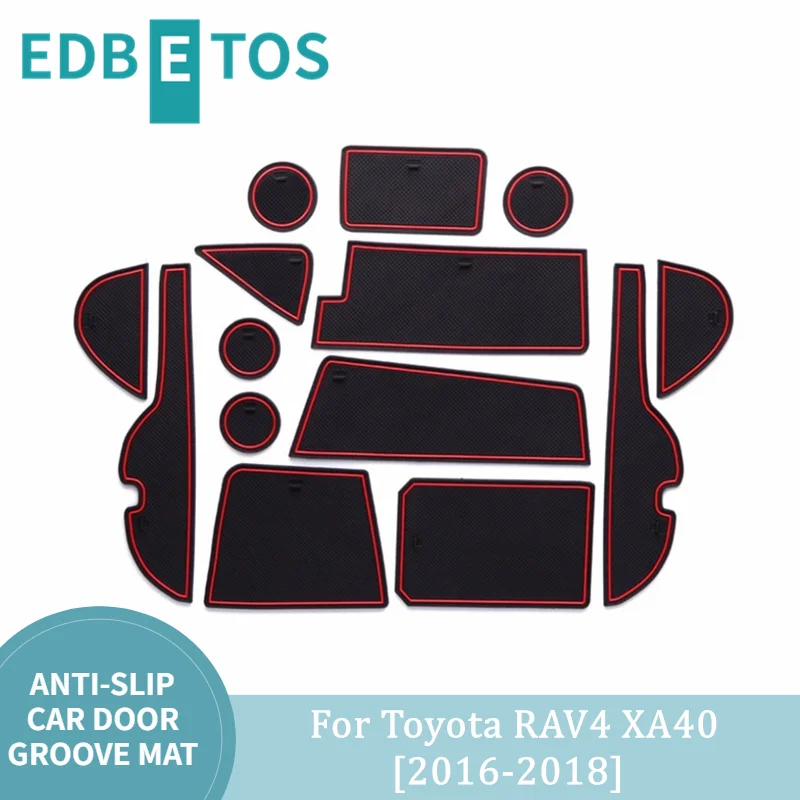 

Door Groove Mat Interior Accessories Parts Rubber Silica Gel Cup Mat Pad For Toyota RAV4 Rav 4 XA40 2016 2017 2018