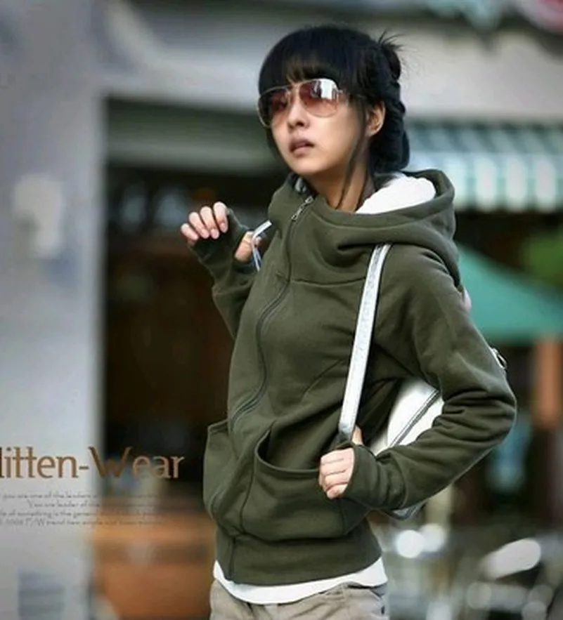 

Solid zipper Hoodies Sweatshirts 2019 Women Casual Kawaii Harajuku Fashion Punk for Girls Clothing European Tops Korean