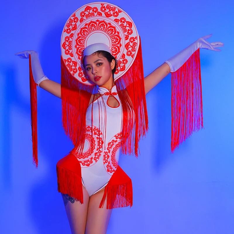 

Sexy Bodysuit Chinese Style New Year's Eve Ds Performance Clothes Feminine Bar New Year's Eve party GoGo Dance Clothes New 2021