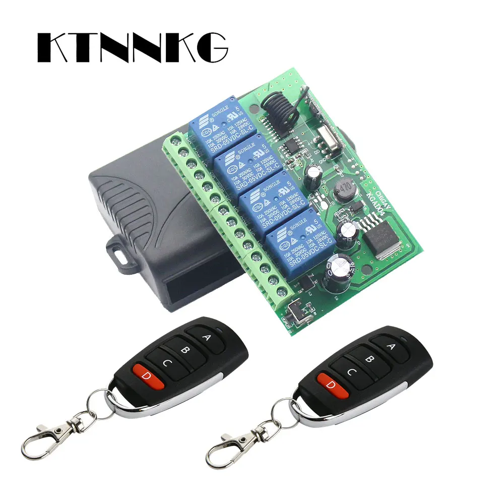 433 МГц Универсальный Беспроводной пульт дистанционного управления AC/DC 12V 24V 4CH