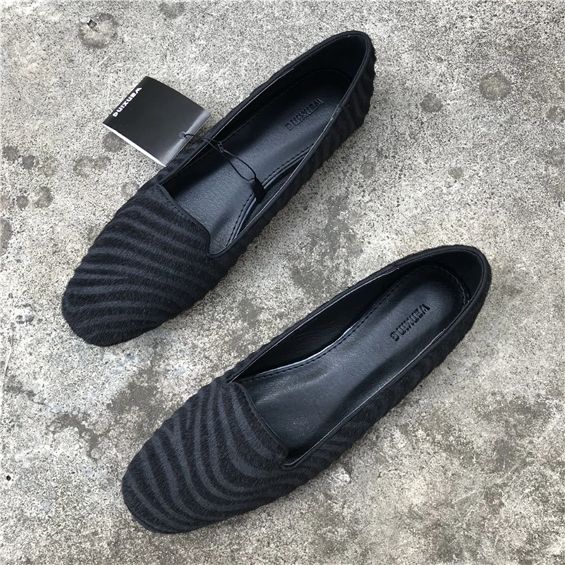 

Женские мокасины с принтом зебры, удобные туфли на плоской подошве, туфли-оксфорды с круглым носком, без застежки, большие размеры, черные, в...