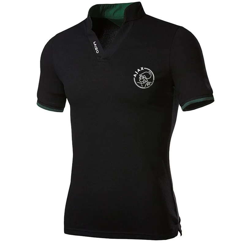 Рубашка поло AJAX мужская с коротким рукавом модная облегающая сорочка V образным