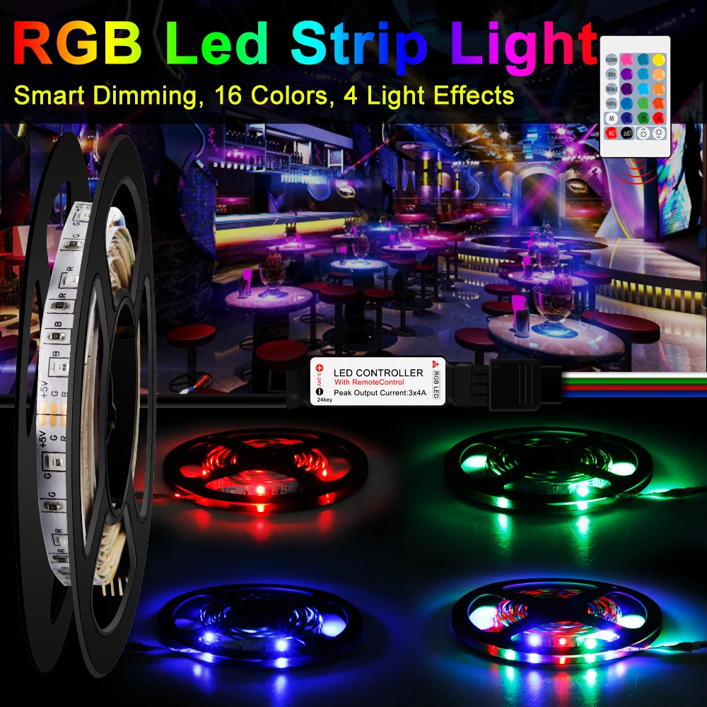 

DC 5V Ribbon LED Light Strip RGB TV BackLight LED Lamp Tape 0.5M 1M 2M 3M 4M 5M Flexible Colorful Lights RGB Bedroom Decoration