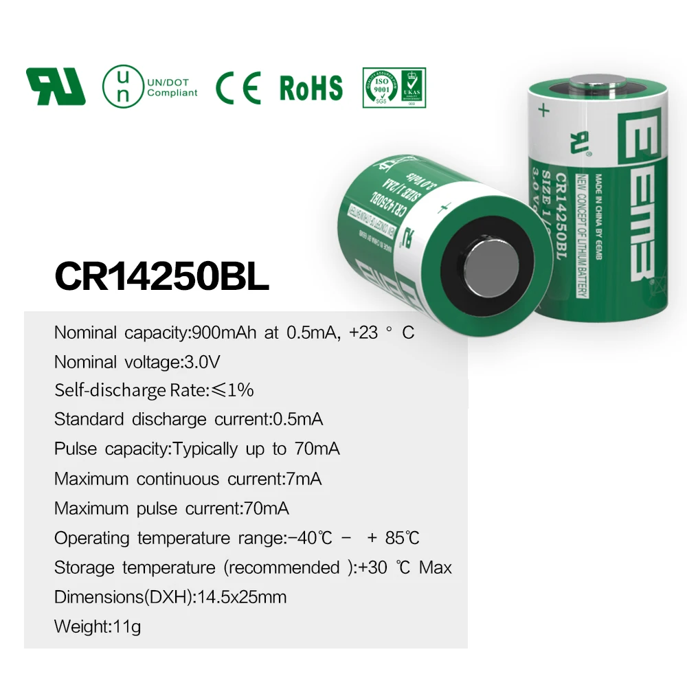 CR14250BL EEMB 50 Упаковка 3 0 V 1/2AA литиевая батарея 900mAh неперезаряжаемая производитель
