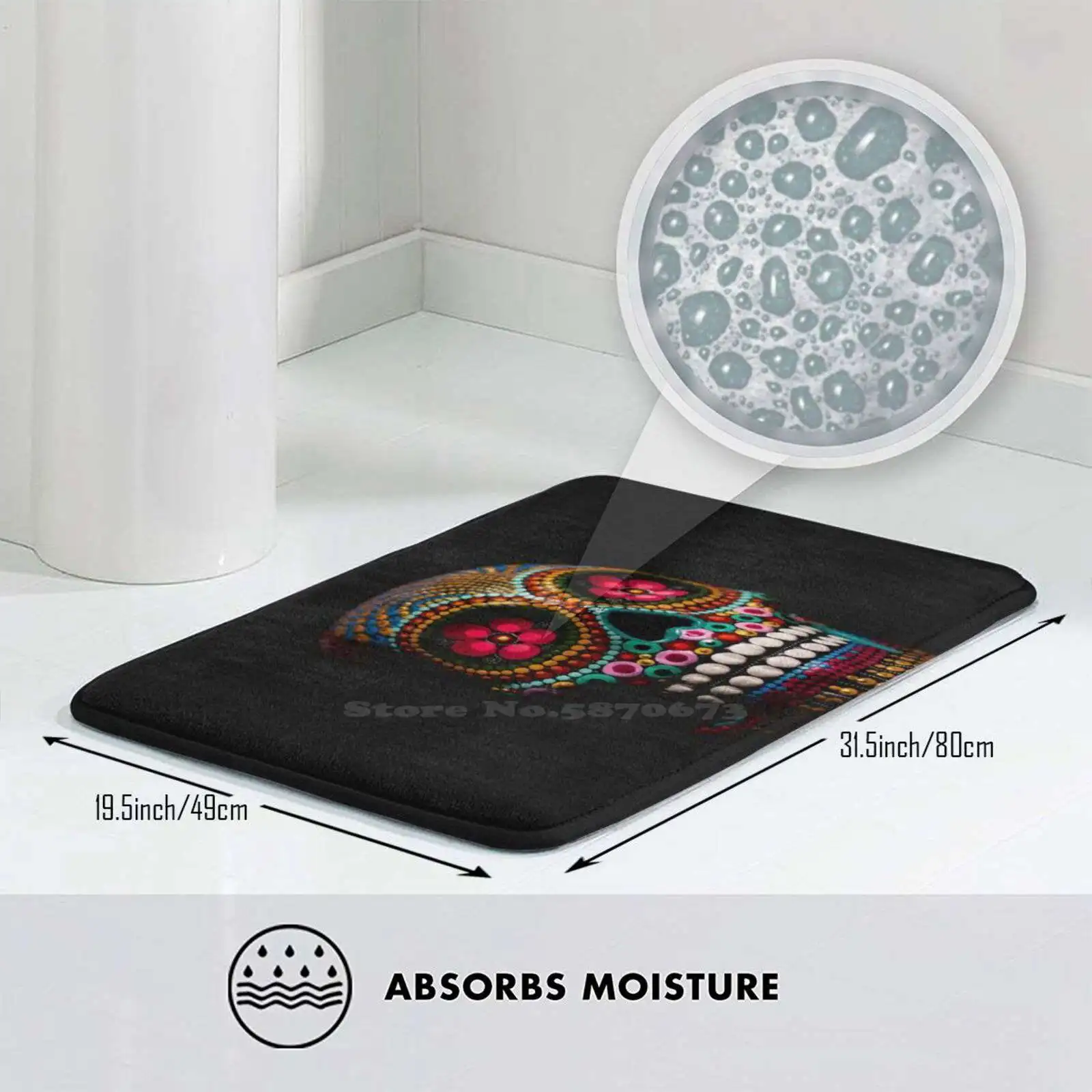 Мягкий коврик с рисунком черепа домашний ковер дверной искусственный череп и