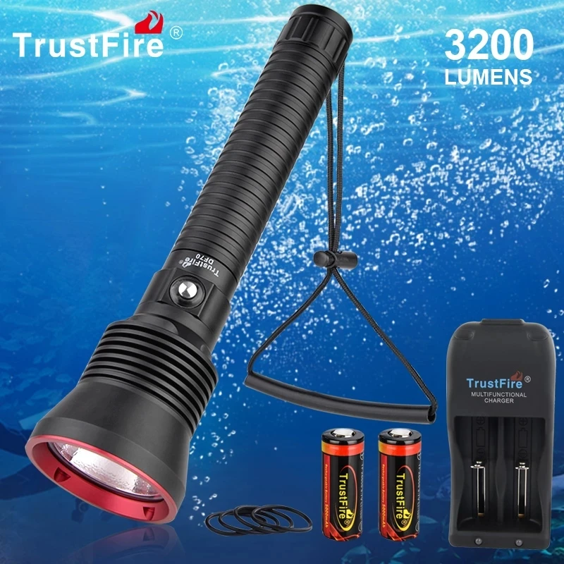 Barato Trustfire-linterna De Buceo DF70 XHP70.2, Superbrillante, Luz Subacuática, Flash Accionado De 26650LM