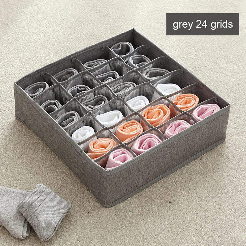 

24 Grids Underwear Bra Divider Case Clothing Storage Box Dormitory Drawer Closet Underwear Scarfs Socks Organizers Boxes