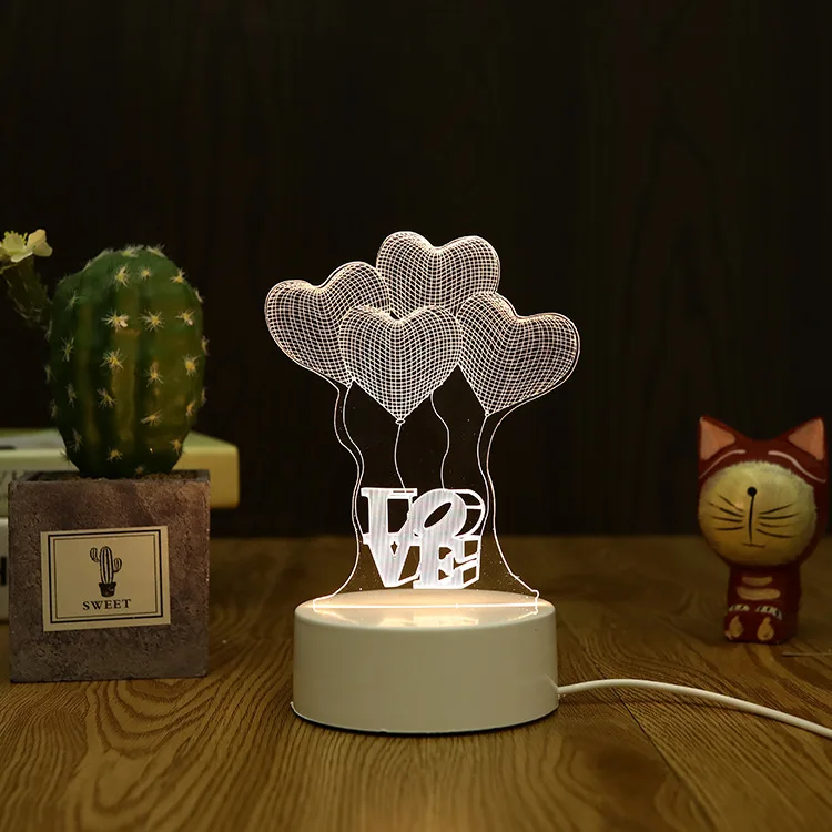 

Warm White 3D LED Lamp Creative Wood grain Night Lights Novelty Illusion Night Lamp 3D Illusion Table Lamp For Home Decorative