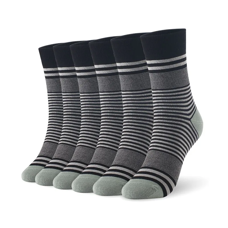 Black6 Men cotton socks stripped man large size socks 6pairs/lot UK SIZE 7-11 EUR SIZE 40-46 1002 VKMONY - Цвет: Black6