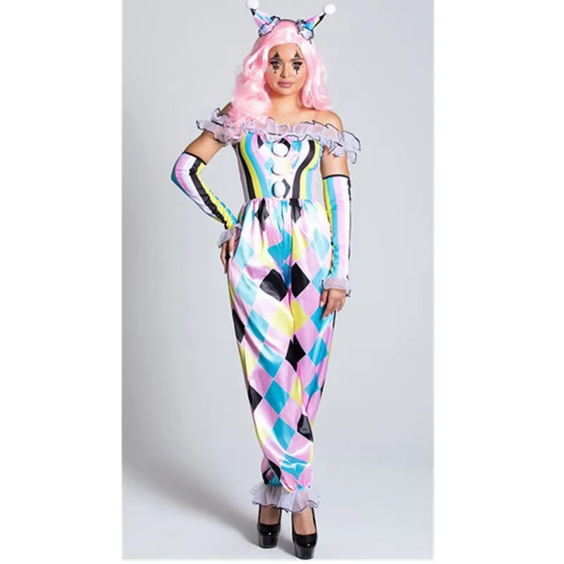

Модный Непослушный костюм клоуна для косплея на Хэллоуин, фантазийный костюм, Карнавальная вечеринка, повседневное забавное необычное платье Джокера