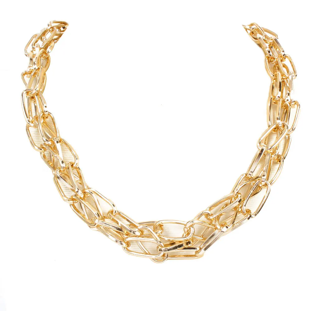 

Exaggerated alloy chain multi-layer women's necklace women's new European and American clavicle chain Choker hip-hop neck chain