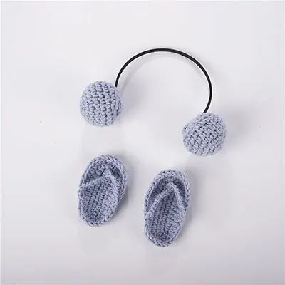Grey Set Реквизит для фотосъемки новорожденных; обувь ручной работы для фотосессии для маленьких девочек и мальчиков; фото костюм для малышей; вязаный реквизит для наушников - Цвет: Grey Set