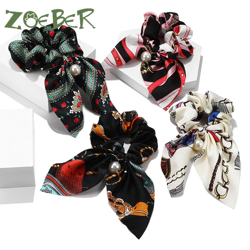 Жемчужные шифоновые эластичные резинки для волос с бантиком женщин и девочек