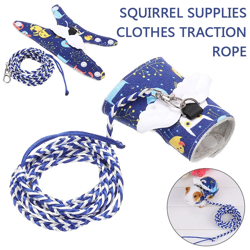 

Шлейка для маленьких домашних животных, хомяк, кролик, морская свинка, белка, жилет, одежда, регулируемый поводок, ошейник для белки, домашни...