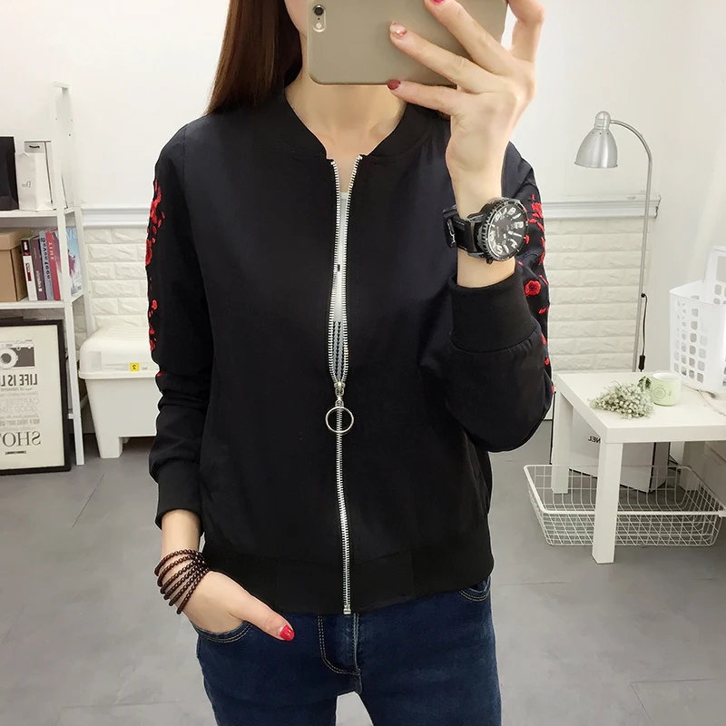 NEW Autumn winter punk embroidered bomber jacket baseball uniform female bf wind street wear fashion tops | Женская одежда