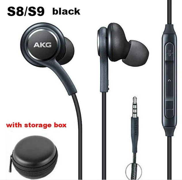 S8 S9 black with box Наушники AKG EO IG955 в уши 3,5 мм/тип-c с микрофоном Проводная гарнитура для SAMSUNG Galaxy note10 S10/S10+ S9 S8/S8+ S7 huawei xiaomi - Цвет: S8 S9 black with box