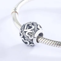 high quality unique 925 sterling silver cz openwork heart charm fit european bracelet fashion jewelry for lover gift