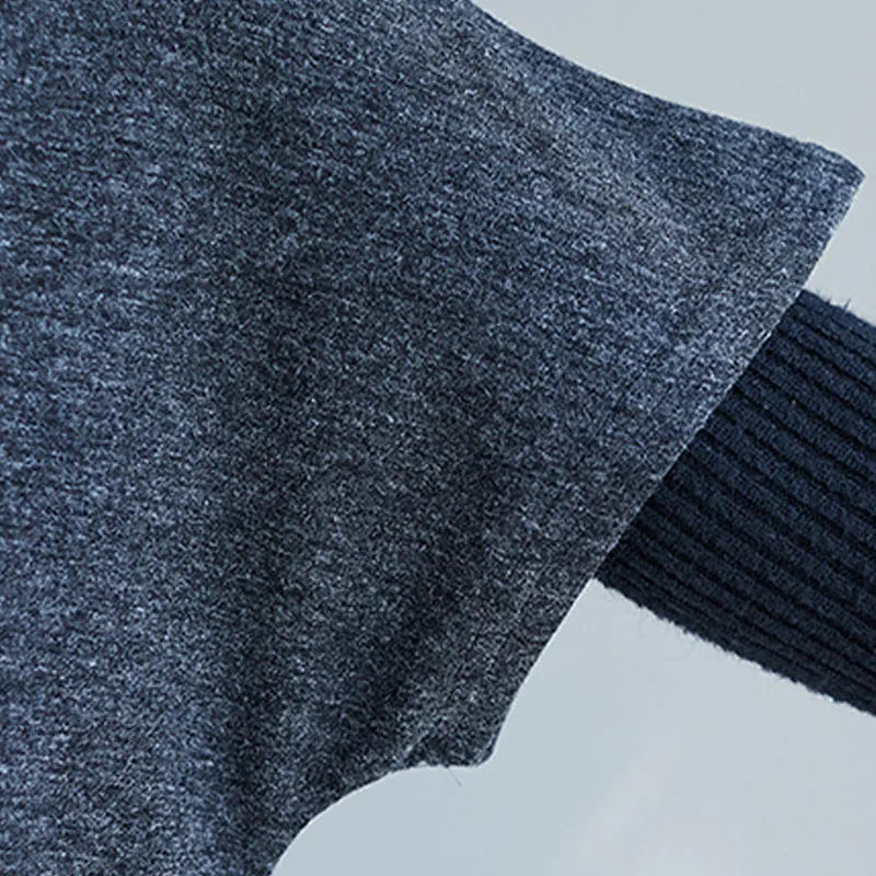 

Plus Size Sleeveless Woolen Dress Women Turtleneck Sweater Dress Vintage Autumn Winter Loose Casual Knit Vest Long Dresses 2019