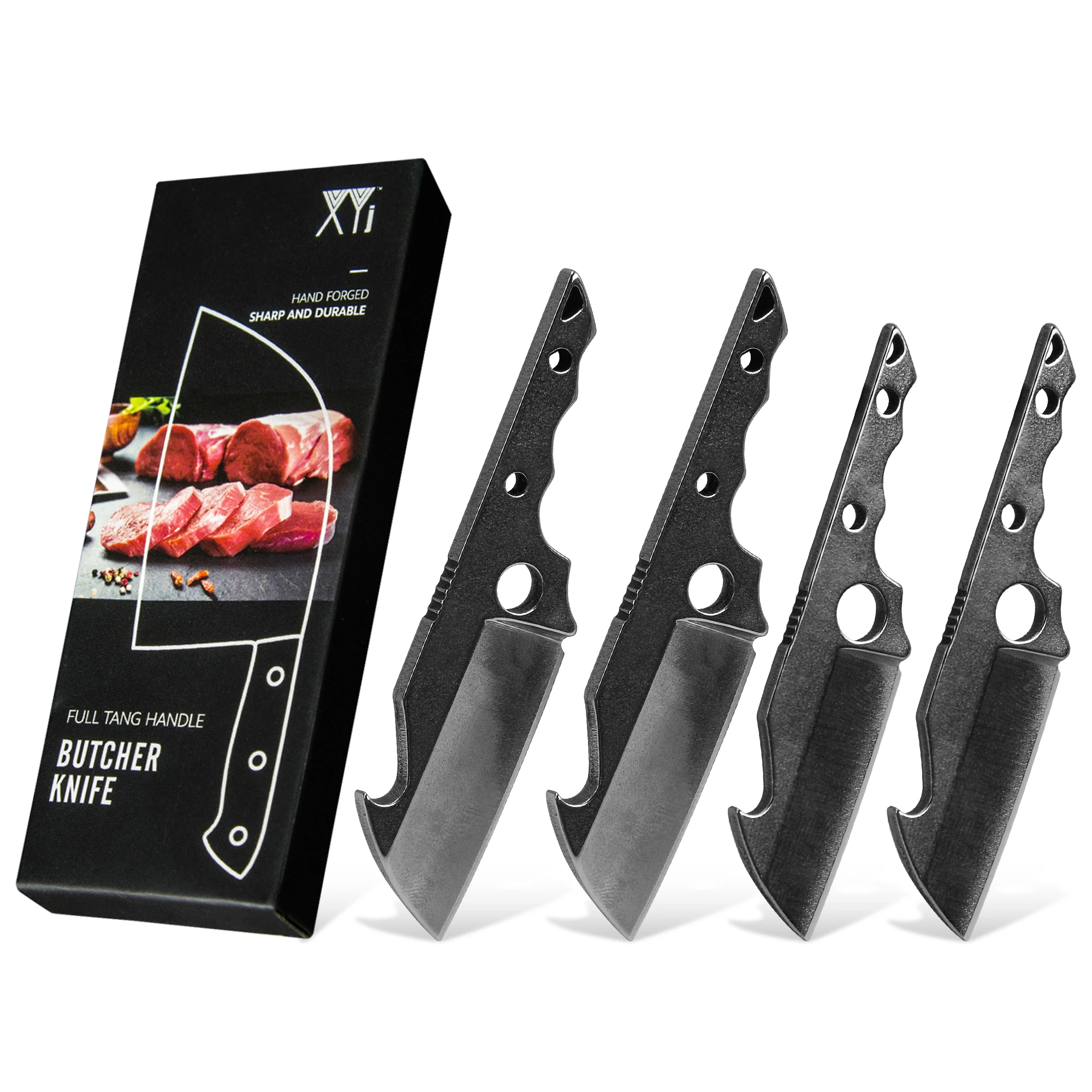 

XYJ 4 Pcs Mini Knife Set 1.2 inch 1.5 inch Blank Blade with Bottle Opener design Stainless Steel Pocket Keychain Tiny Knife