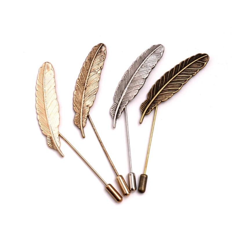 Мужская Винтажная брошь в виде перьев Металлическая Булавка для лацкана