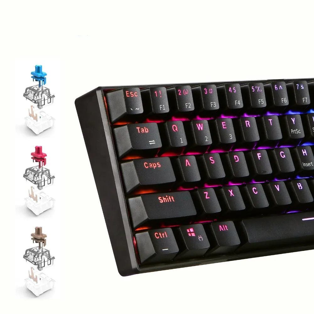 RK61 RGB мини Механическая игровая клавиатура Bluetooth USB клавиатура с подсветкой вишневая ось для окна MAC ноутбука для планшета и смартфона