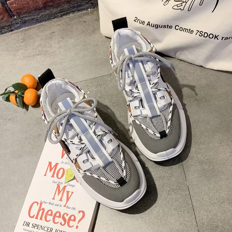 Женские кроссовки на платформе сезон весна Высокая повседневная обувь из