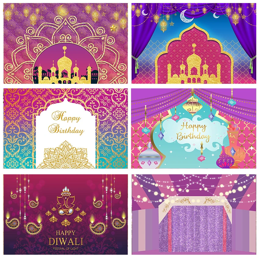 

Mocsicka Diwali Festival Party Backdrop for Photography Mural India Diwali Candle Burning Lights Background Photo Custom Studio