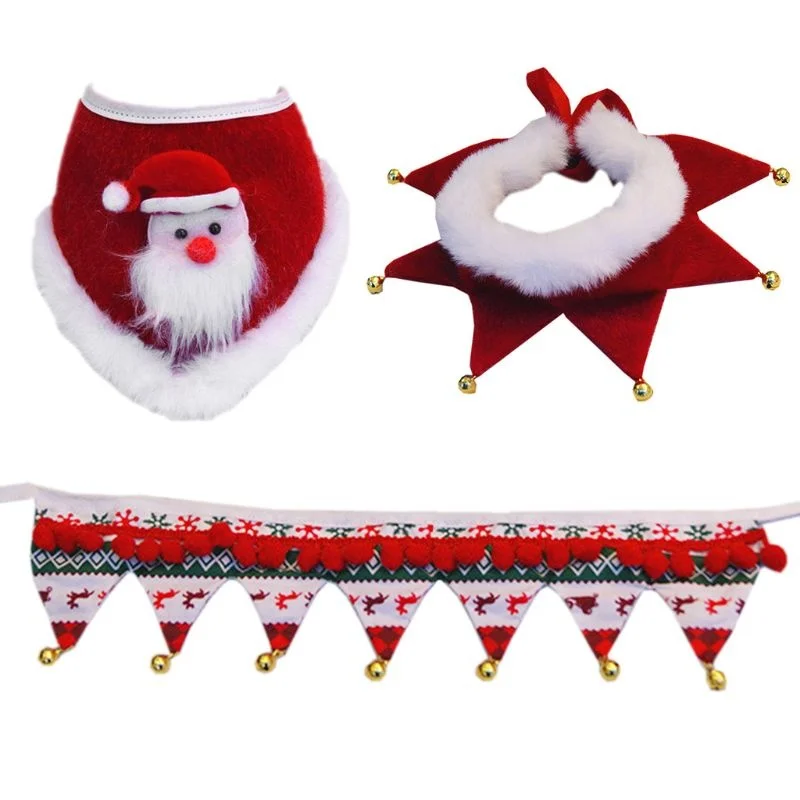 

Christmas Dog Plush Scarf Bib Decor Adjustable Collar Pet Saliva Towel Necklace