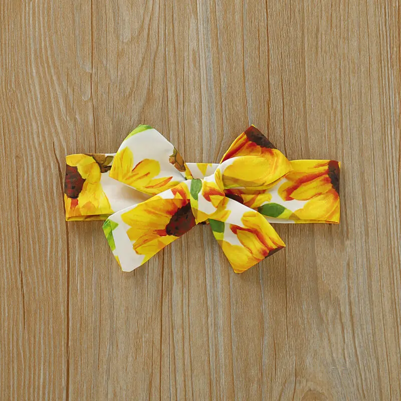 

Autumn Toddler Baby Girls Ruffle Tops T-Shirt Sunflower Pants Headband Outfits