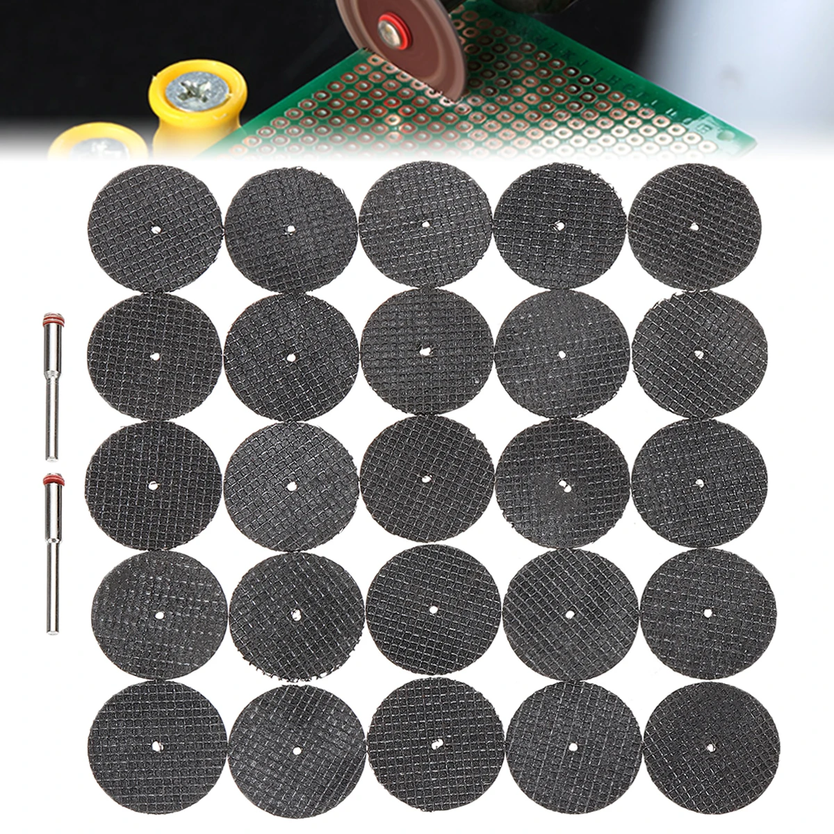 

25pcs Fiberglass Cutting Disc Abrasive Cut Off Wheel Set Wood Grinding Rotary Tool Accessoreis with 2pcs Mandrels