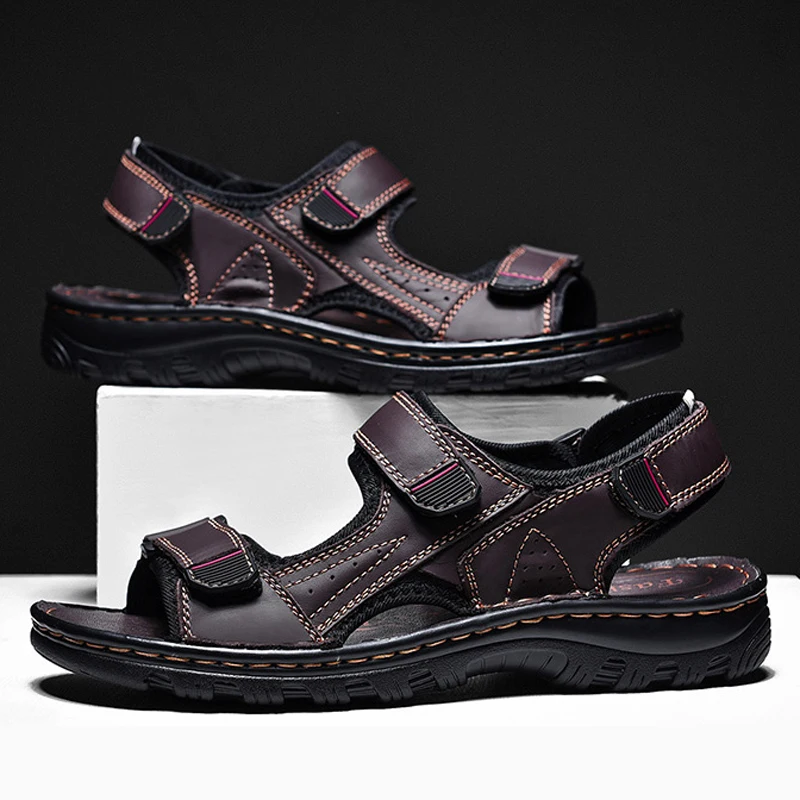 Сандалии мужские на плоской подошве повседневные пляжные босоножки