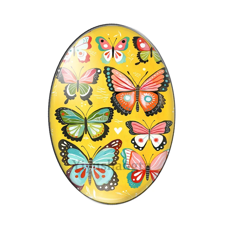 Модные Красочные бабочки Летающие и танцевальные Овальные Кабошоны 13x1 8 мм/18x2 5