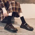 Женские туфли в японском стиле, коричневые кожаные Туфли Мэри Джейн с круглым носком, Студенческая униформа, размер 40, лето-осень 2021