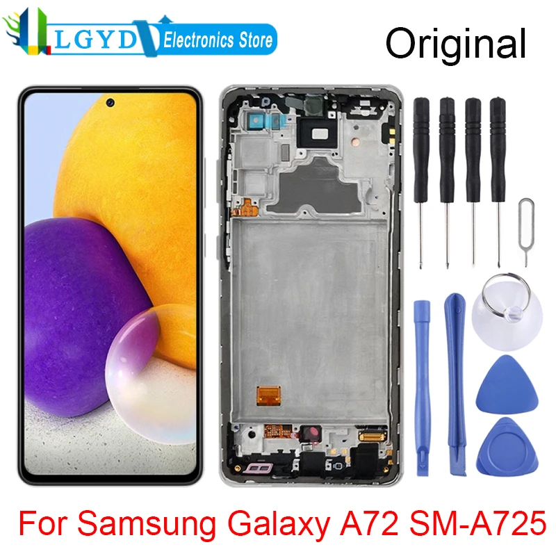 

Оригинальный ЖК-экран и дигитайзер в сборе с рамкой для Samsung Galaxy A72 SM-A725 (версия 4G)