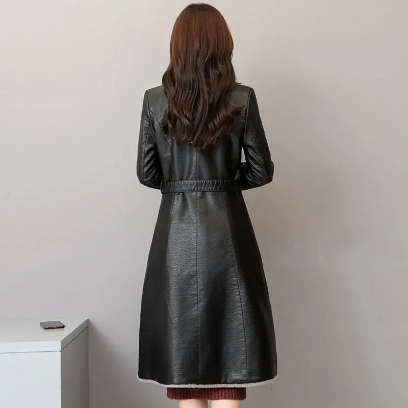 Осень-зима Куртки из натуральной кожи для женщин размера плюс женская Длина