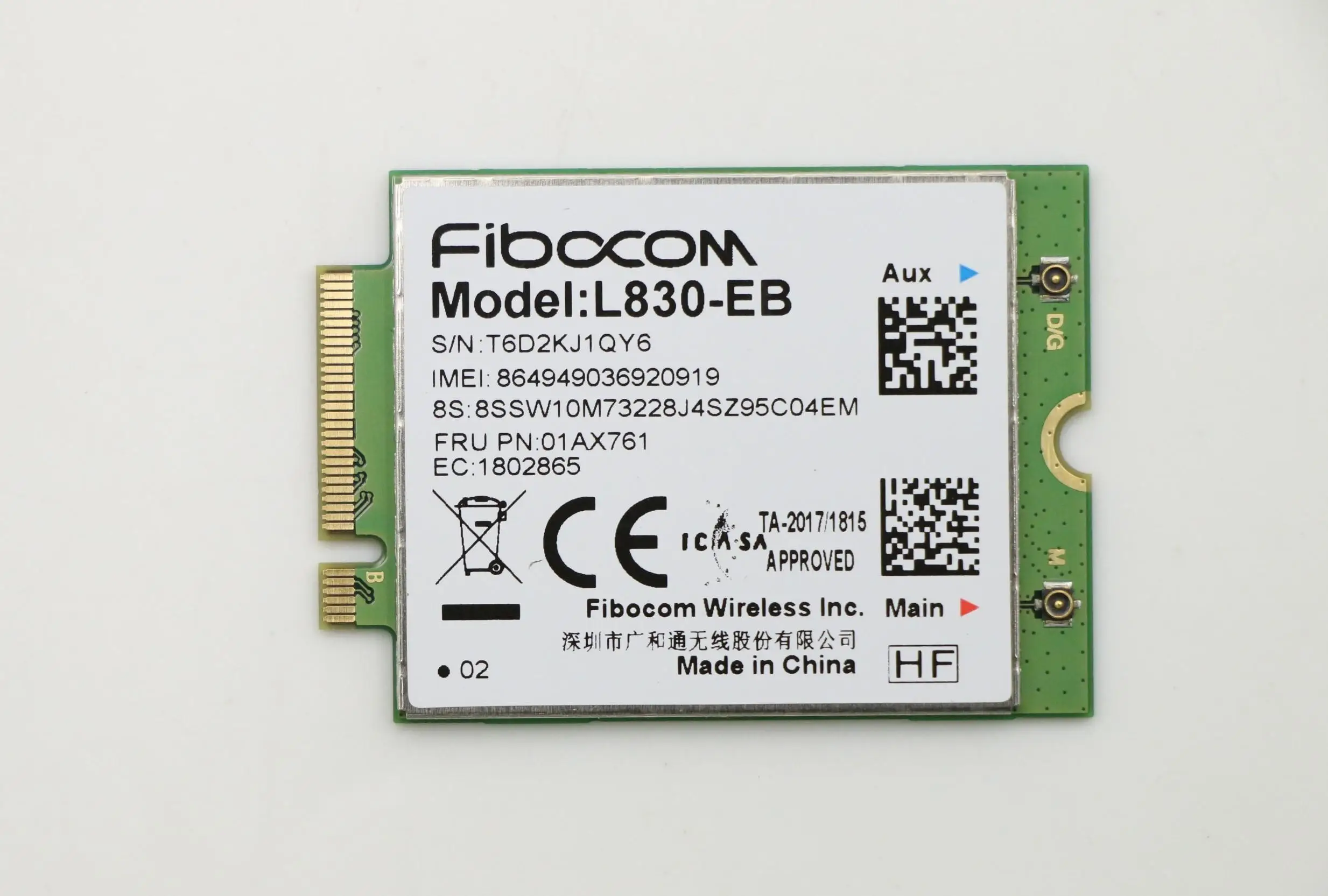 Карта Fibocom L830 EB WWAN для Lenovo Thinkpad X280 T480 T580 P52s L480 L580 T490 T590 P53s T490s X390 L490 L590 01AX761|3G модемы| |