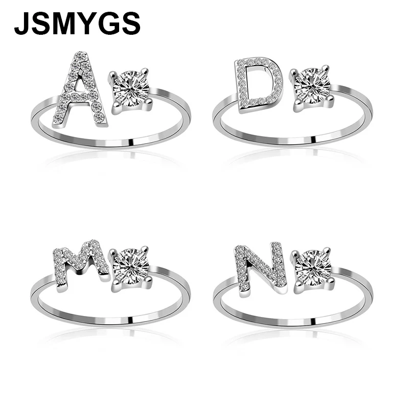 JSMYGS модный серебряный цвет A-Z 26 кольца с декоративной надписью для женщин